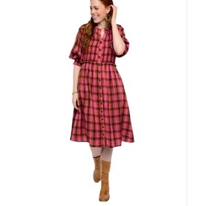 Uncle Frank By Ivy Jane Anthropologie Plaid Smocked Cottagecore Dress Sz S
